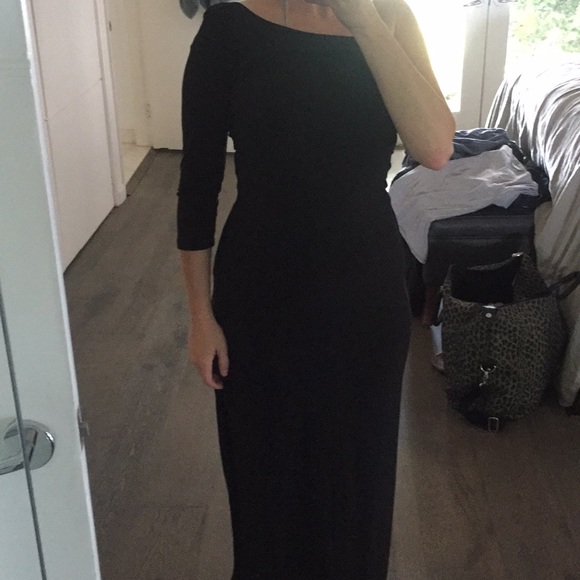 Forever 21 size small black one shoulder slit gown - Picture 3 of 3